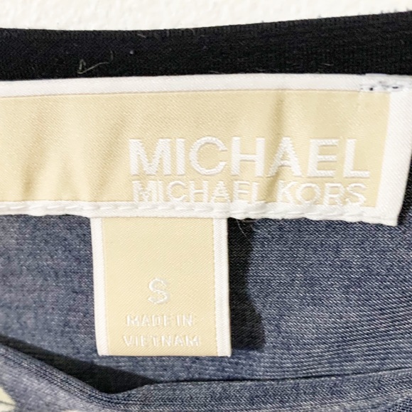 MICHAEL Michael Kors Border Print Boat Neck Dress Long Sleeves Knee Length 💙💛 - Picture 7 of 8